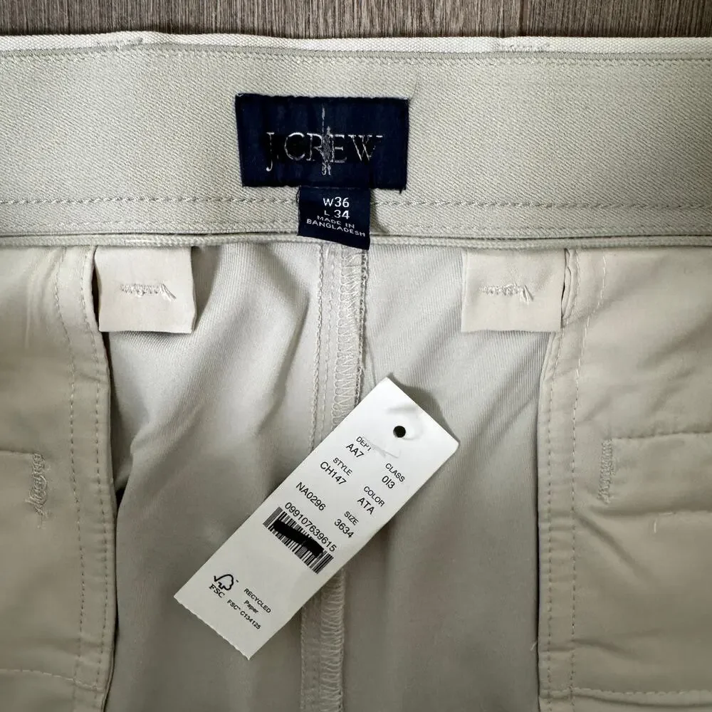 J.Crew Performance 1040 Athletic Tapered-Fit Tech Chino Pants 36x34 Ashen Taupe